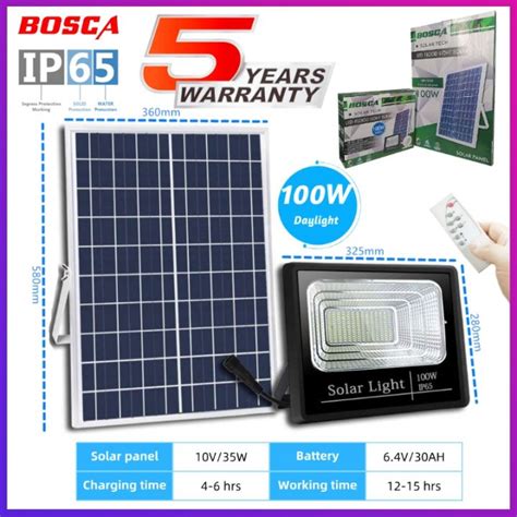 BOSCA 5 Year Warranty 100W Heavy Duty Solar Led .